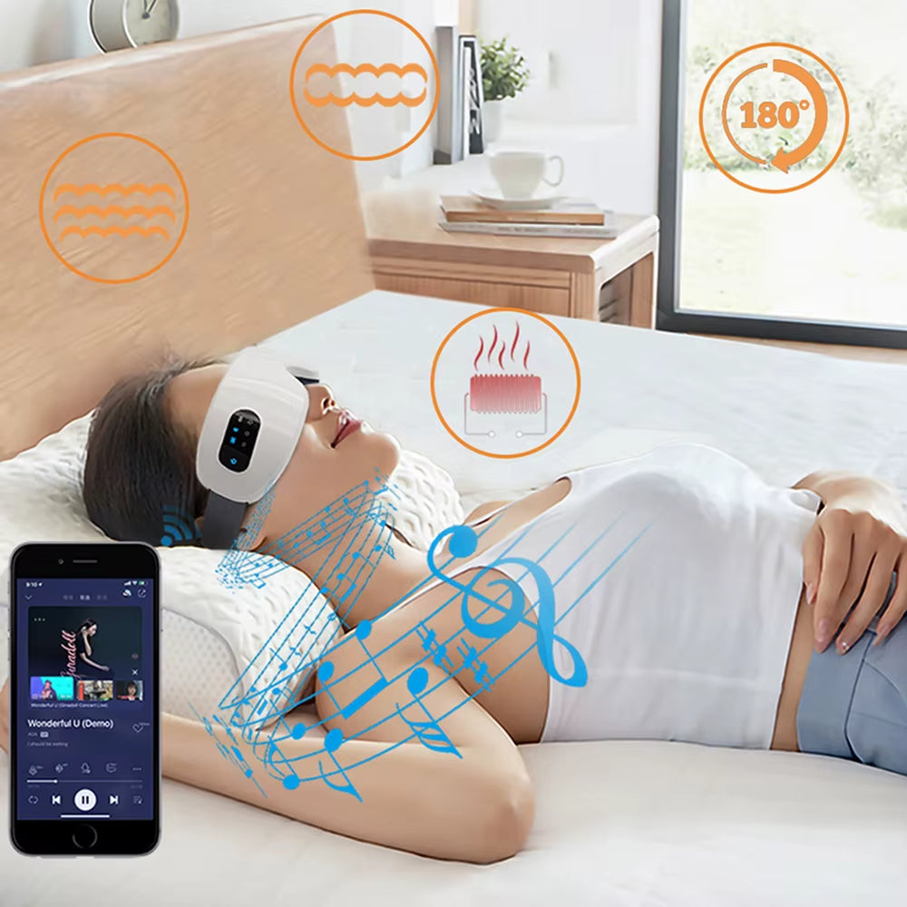Smart Electric Eye Massager Air Pressure Hot Compress Massage Glasses Foldable Bluetooth Music Eyes Massage USB Rechargeable