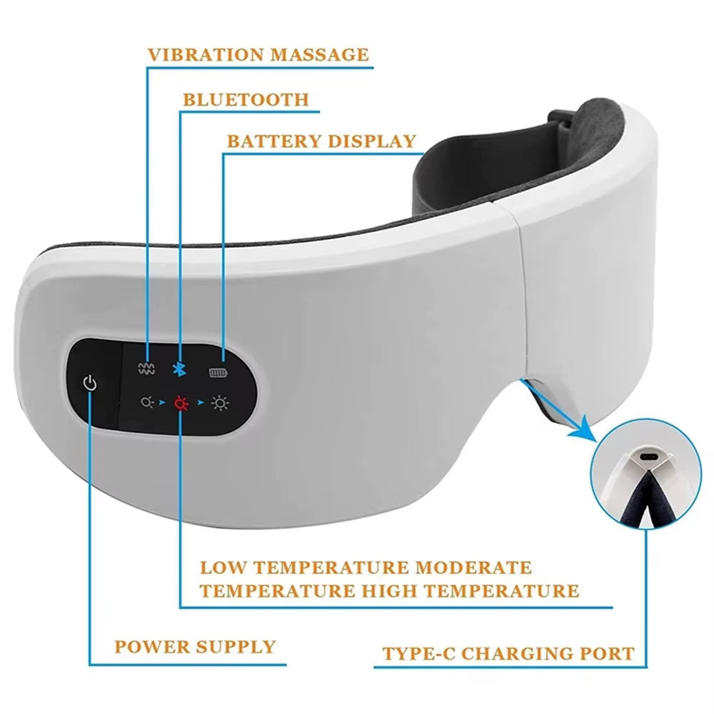 Smart Electric Eye Massager Air Pressure Hot Compress Massage Glasses Foldable Bluetooth Music Eyes Massage USB Rechargeable